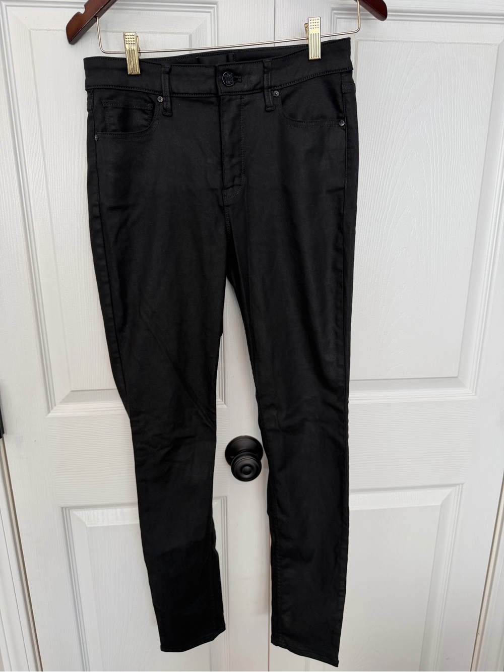 WHBM Black Coated Denim Skinny Jeans - size 6
